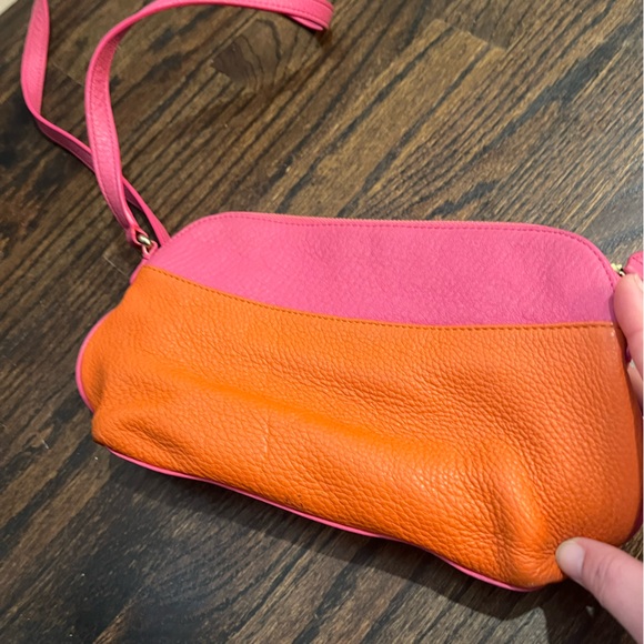 Talbots leather solid pink and solid orange shoulder bag - Picture 3 of 11